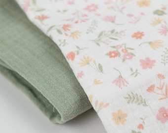 Musselin Blumenzauber pastell - Double Gauze Meterware – Musselinstoff Wildblumen – Babystoff – Sommerstoff – Stoff für Sommerkleid