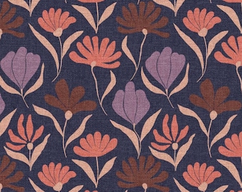 Canvas Stoff Blumen blau – Baumwoll Stoff Meterware – Deko Stoff Blumenprint