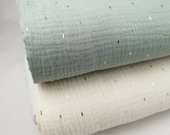 Musselin Goldpunkte in verschiedenen Farben  - Baumwollmusselin Double Gauze Meterware