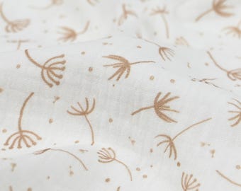 Musselin Pusteblumen – Double Gauze Meterware mit Blumen – Musselin Stoff – Baumwollstoff für Kinder – Sommerstoff
