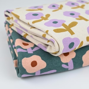 Bio Rib Jersey Blumen in verschiedenen Farben – Ripp Jersey mit Blumenmuster – Design by Jennifer Bouron – Jersey Meterware