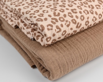 Musselin Leo beige - Double Gauze Meterware
