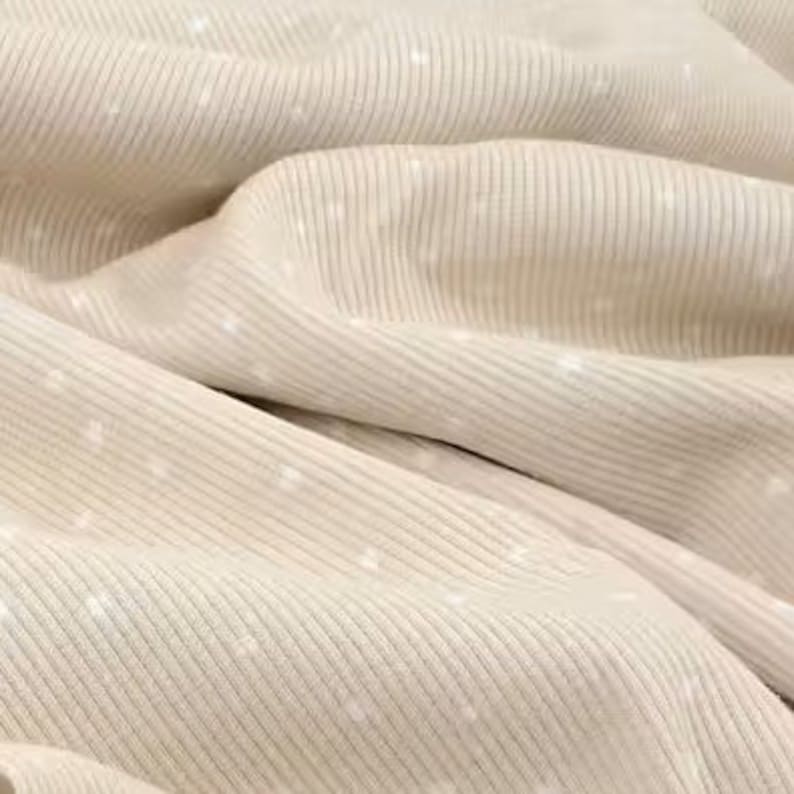 Bio Rib Jersey Konfetti Dots beige - Ripp Jersey Rippstrick Stoff Baumwolle Meterware