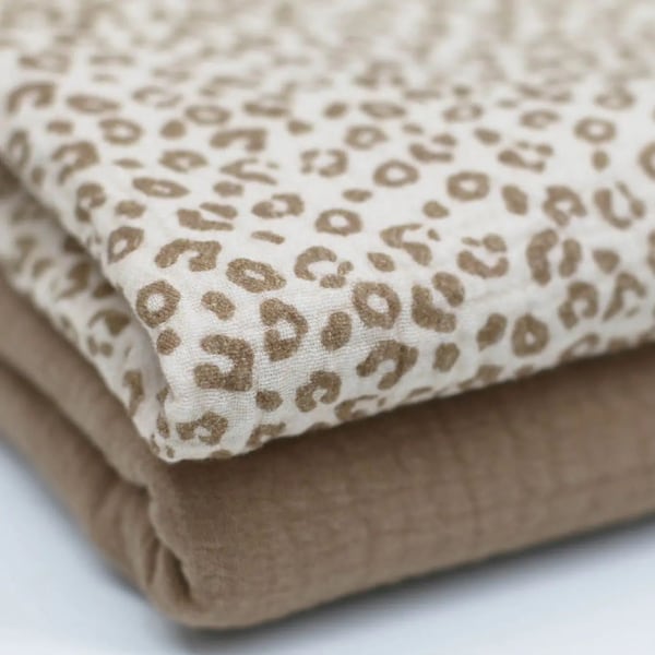 Musselin Leo beige - Double Gauze Meterware