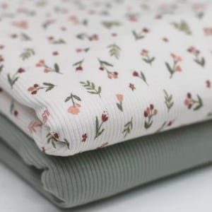 Rib Jersey Tulpen Blumen - Ripp Jersey Rippstrick Stoff Baumwolle Meterware