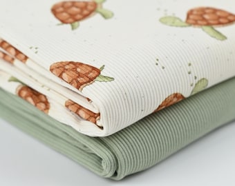 Rib Jersey Schildkröte – Baumwolljersey mit Rippenstruktur – Stoff für Kinderkleidung – Jersey Stoff für Kinder