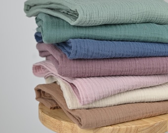 Bio Musselin uni in verschiedenen Farben - Double Gauze Meterware