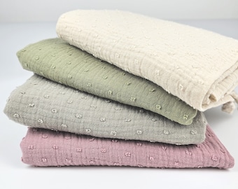 Musselin Dobby in verschiedenen Farben - Double Gauze Meterware