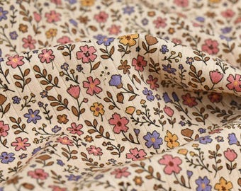 Big Rib Jersey Retro Blumen – Rippjersey breite Rippen – Baumwollstoff mit Blumen – Ribjersey Meterware