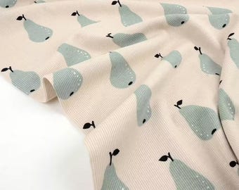 Bio Rib Jersey Birnen salbei - Rippjersey Stoff Baumwolle - Jersey Meterware
