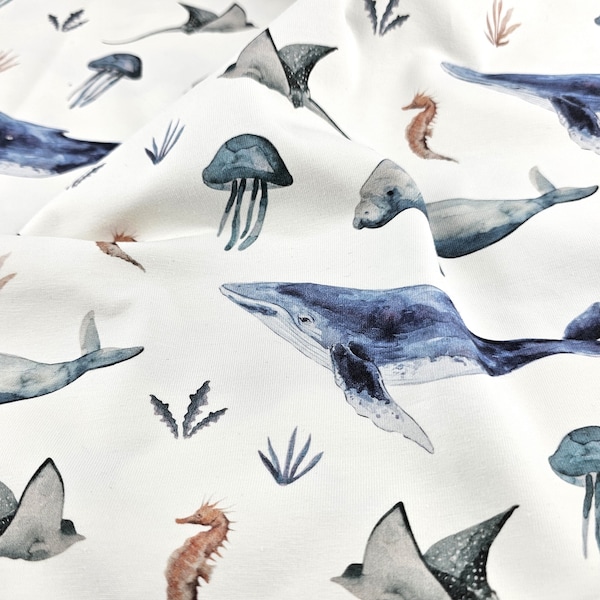 Jersey Deep Sea von Family Fabrics - Baumwolljersey Meterware