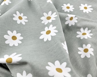 Bio Jersey Daisy salbei - Baumwolljersey Gänseblümchen Meterware