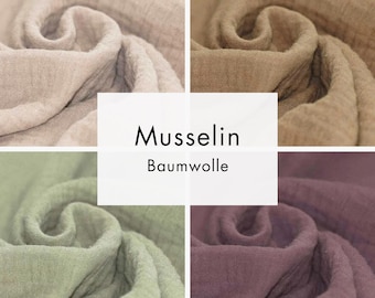 Musselin uni in verschiedenen Farben - Double Gauze Meterware
