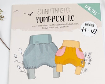 Schnittmuster Pumphose Babyhose Gr. 44-122 - Papierschnittmuster Kinderhose von Lybstes