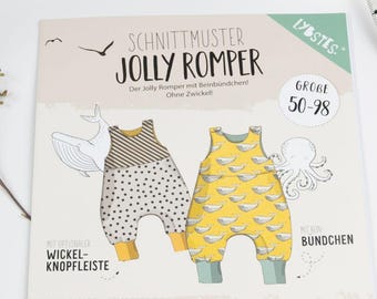 Schnittmuster Strampler Gr. 50-98 - Papierschnittmuster Jolly Romper von Lybstes