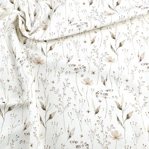 Jersey Blumenprint Natur - Baumwolljersey floral Meterware