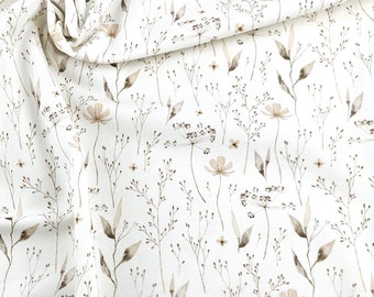 Jersey Blumenprint Natur - Baumwolljersey floral Meterware