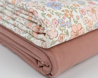 Jersey Blumen pastell - Baumwolljersey Blumen - Jersey Stoff Meterware - Stoffpaket Jersey Blumenprint - Baumwollstoff