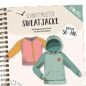Schnittmuster Sweatjacke Kinder Gr. 50-146 - Papierschnittmuster Sweatshirt von Lybstes