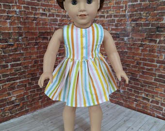 Candy Stripe Button Front Dress for 18" Dolls like American Girl & Our Generation