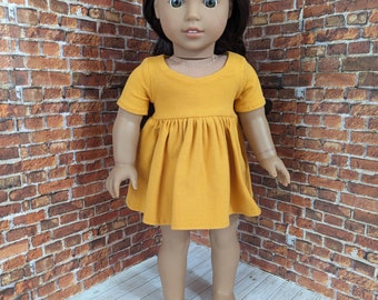 Mustard Babydoll Dress for American Girl Our Generation 18" Dolls