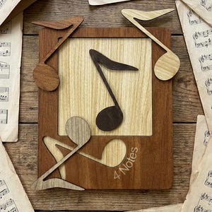 Wooden Music Note Packing Puzzle, "4 Notes" Brain Teaser, Musician Gift, Music Teacher Present, Wood Logic Game