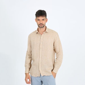 Pure Linen Shirt for Men, Mens clothing, linen summer wear, button up shirt, linen beach shirt, gifts for him