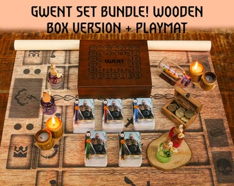 Gwynt Set | 537 Cards All 5 Decks (Dlc's included), PREMIUM Quality Wooden Box & Playmat