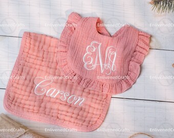 Customized Baby Girl Bib: Embroidered, Monogrammed, and Adorably Ruffled