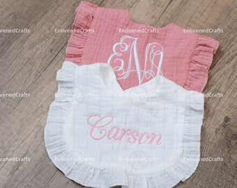 Customized Baby Girl Bib: Embroidered, Monogrammed, and Adorably Ruffled