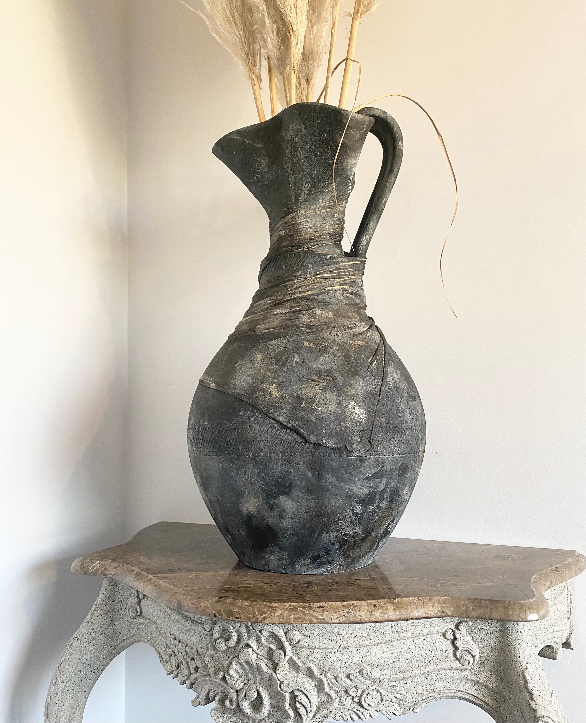 Stunning rustic black large jug style vase Etsy