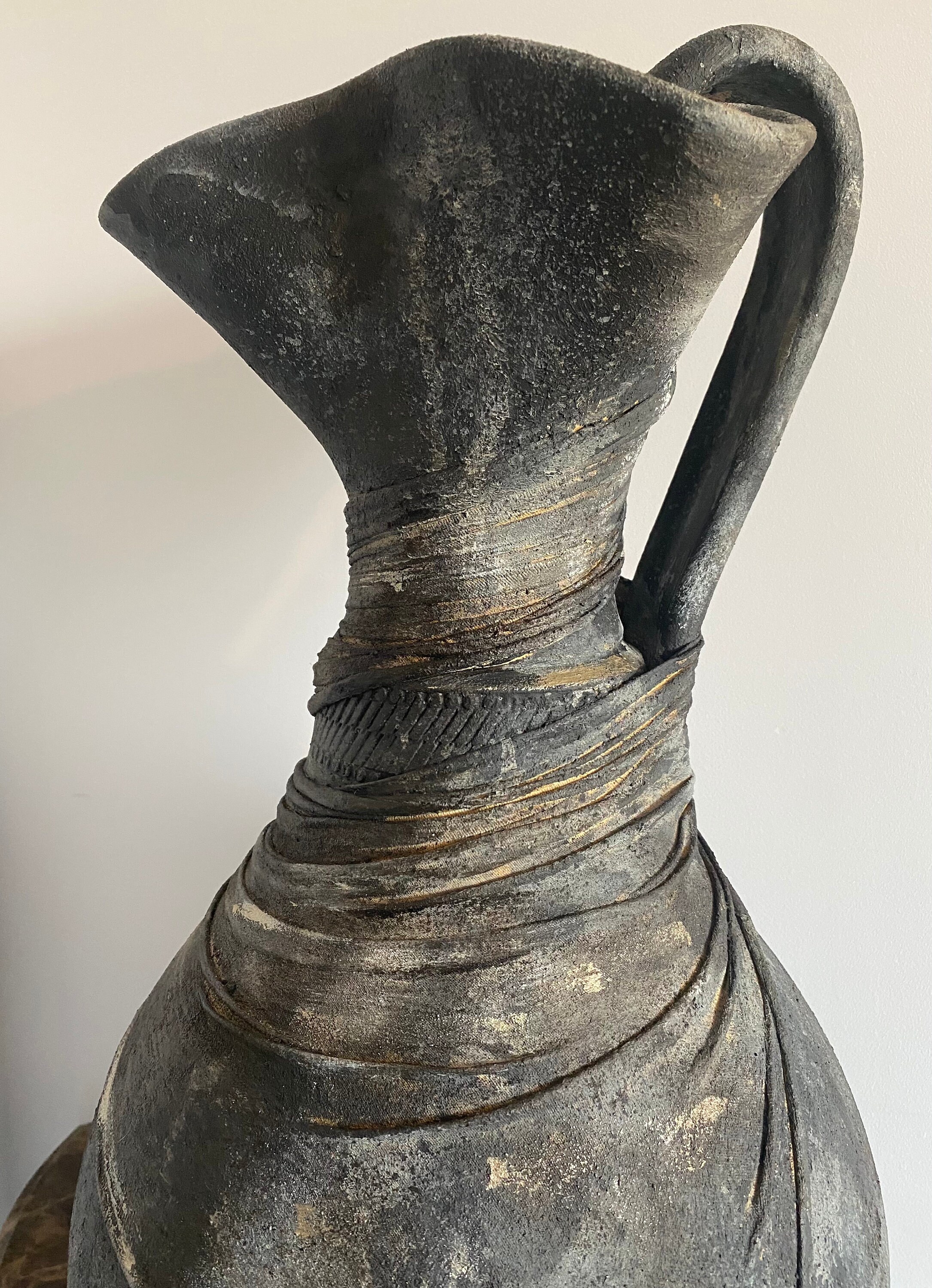 Stunning rustic black large jug style vase Etsy