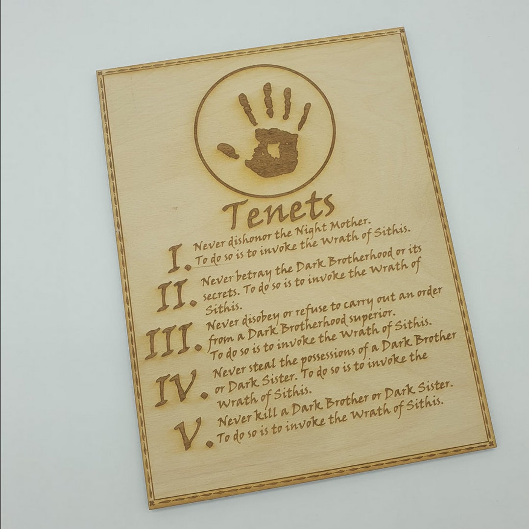 Tenets From Dark Brotherhood Skyrim Relics the Elder Scrolls - Etsy