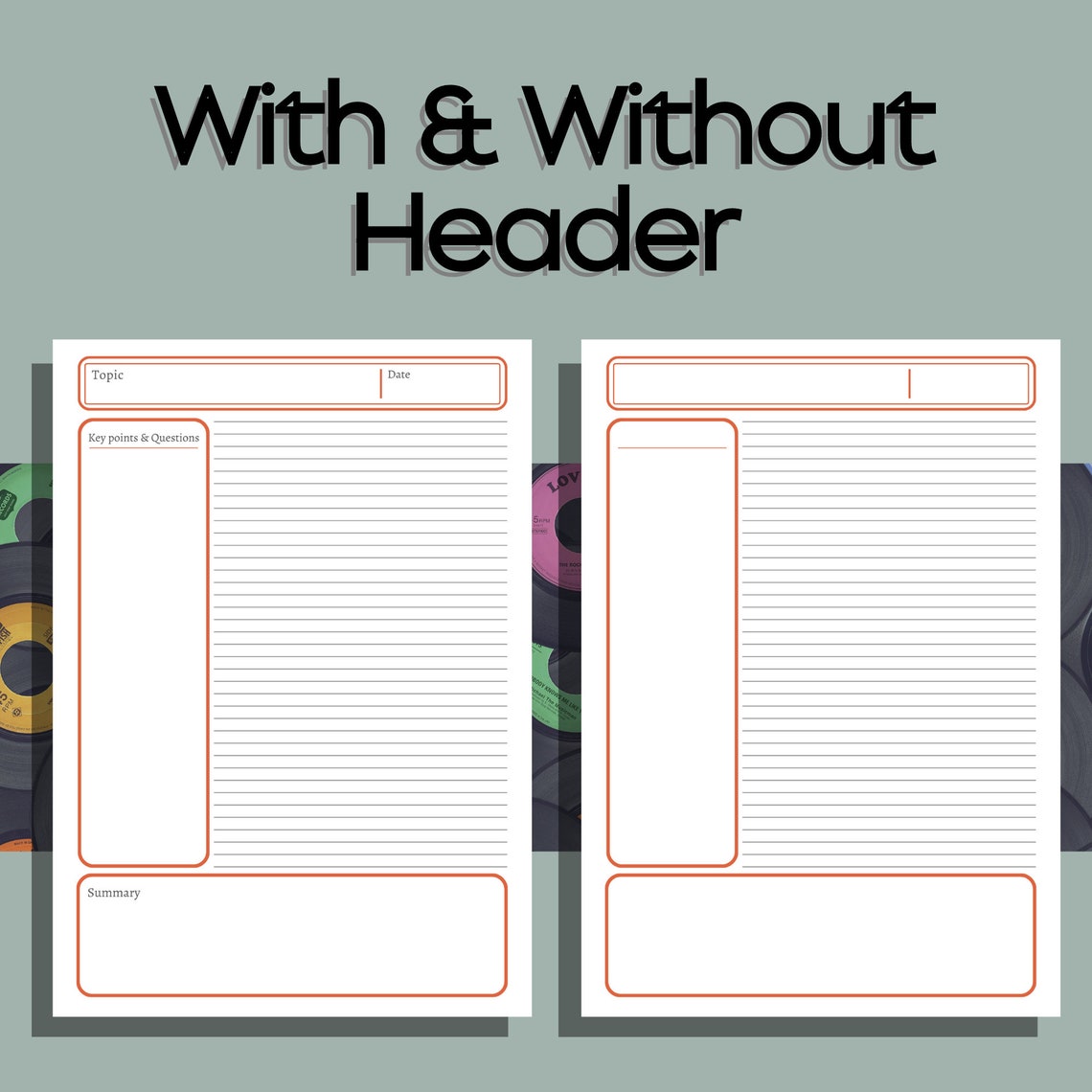 Cornell Notes Method Paper, 5 Retro Themed Colors Cornel Notes, Cornell ...
