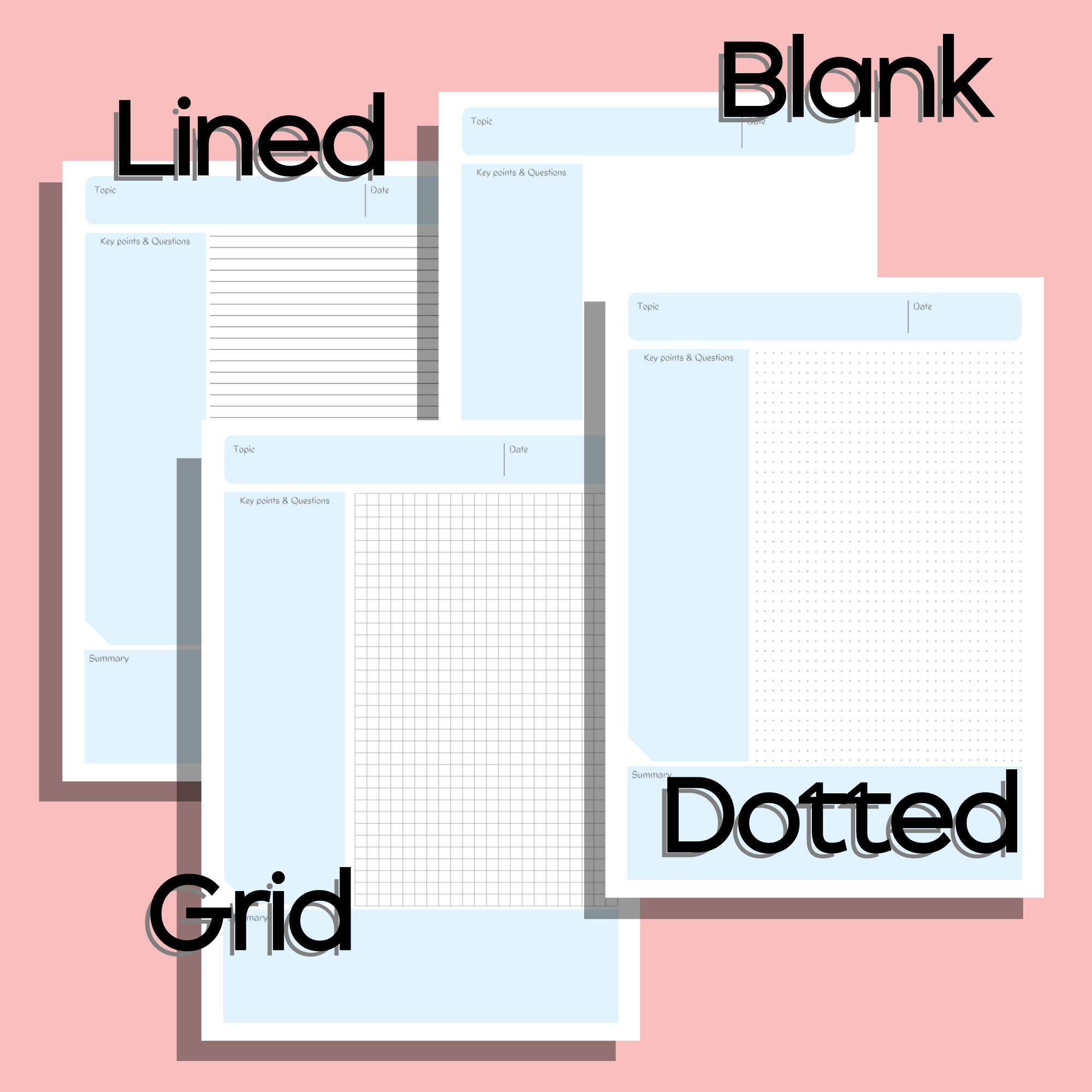 Cornell Notes Method Paper Pages, Student Planner Digital Download ...