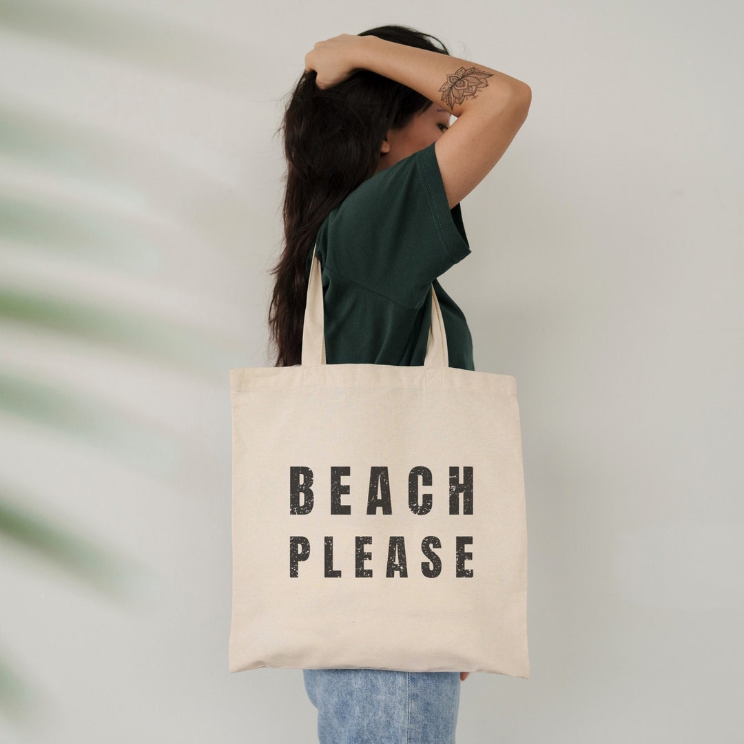 Beach Please Tote Bag Beach Canvas Tote Bag Salty Beach - Etsy