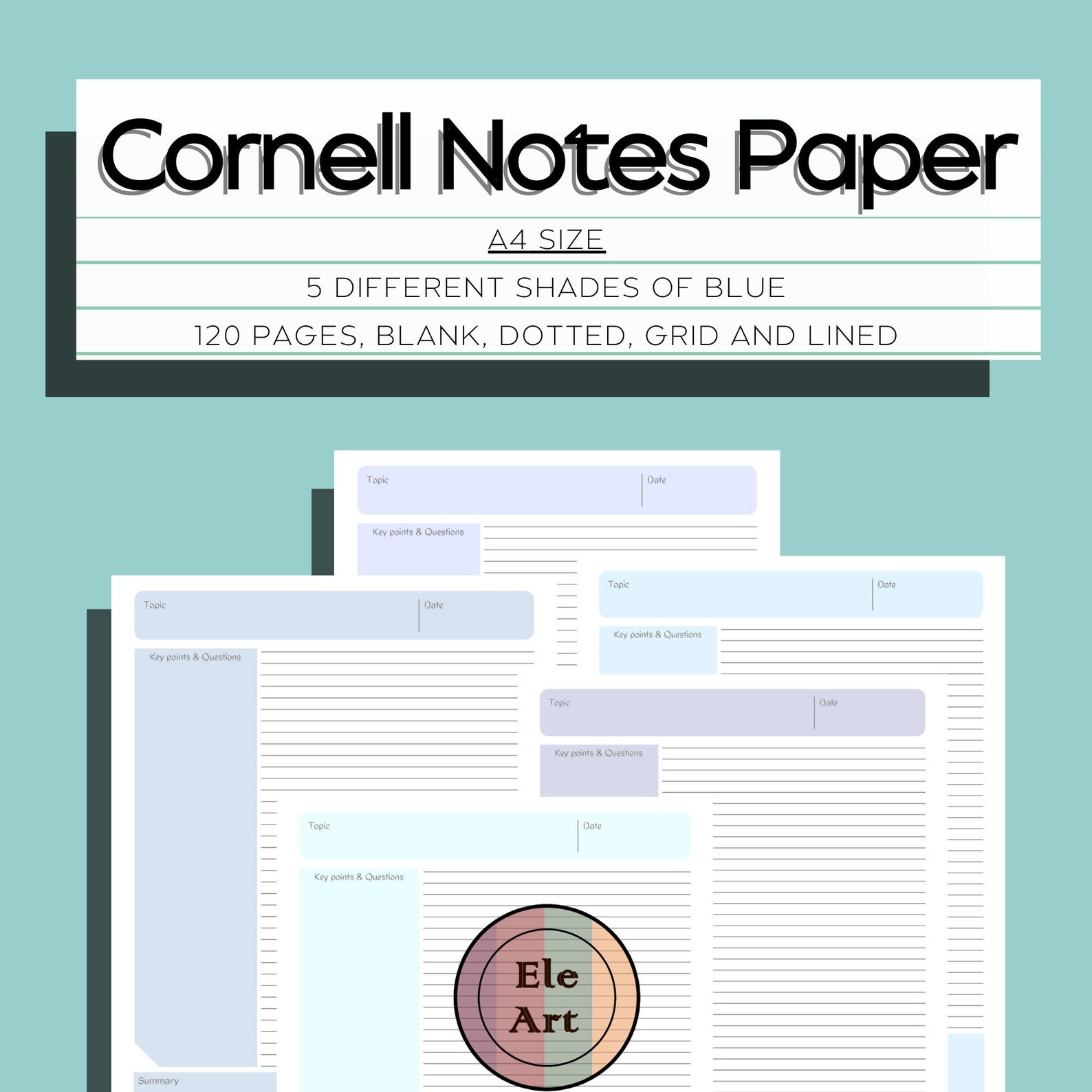 Cornell Notes Method Paper Pages, Student Planner Digital Download ...
