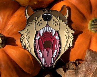 Big Bad Wolf 2" Soft Enamel Pin | Wütend, Werwolf, Knurren, Brüllen, Heulen, Pin Sammlung, Wolfsschlund, Wolfszähne