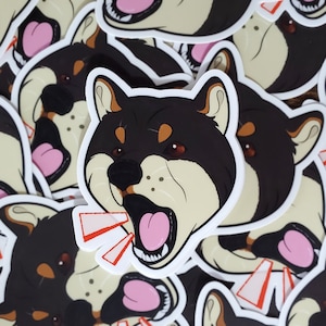 Adorable Screaming Shiba-Inu Orange OR Black and Tan 3" Sticker or Magnet | doge, bark, shibe, pets, dog lover, wow, talking dogs,