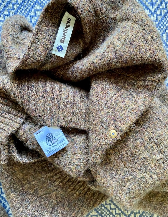 Woolen Mens Cardigan | Vintage Pure New Wool Swea… - image 10