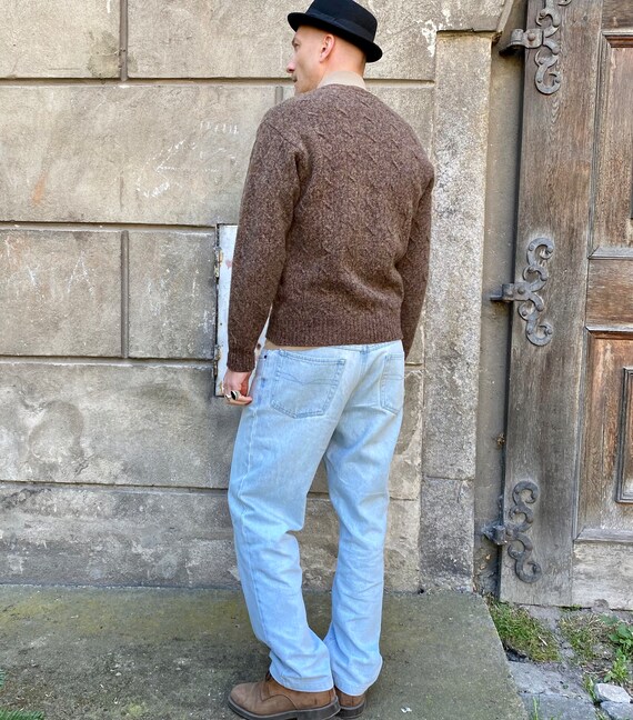 Woolen Mens Cardigan | Vintage Pure New Wool Swea… - image 4