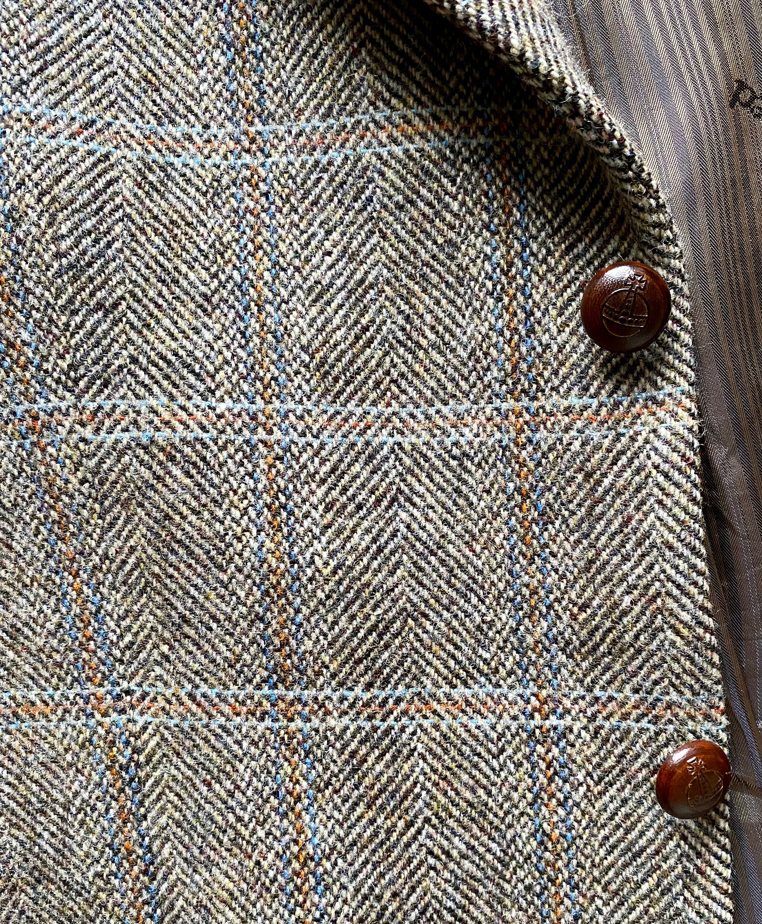 [Nohant] ★HARRIS TWEED 90'S SINGLE BREASTED JACKET★ Harris Tweed Mens Blazer Sport Coat Two Button Suit Jacket