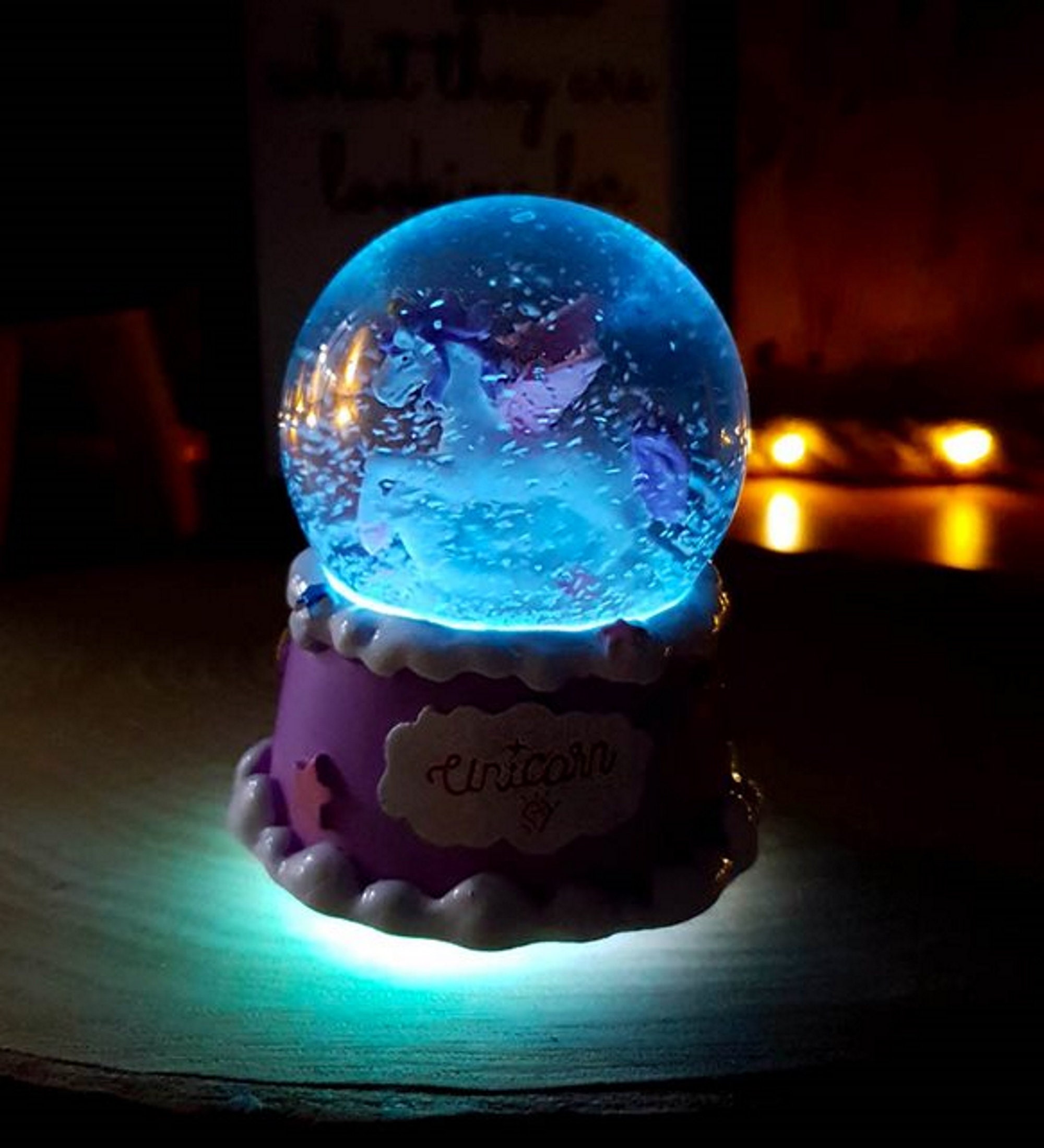 Personalized Dream Unicorn Lighted Snow Globe & Unicorn Puff Etsy