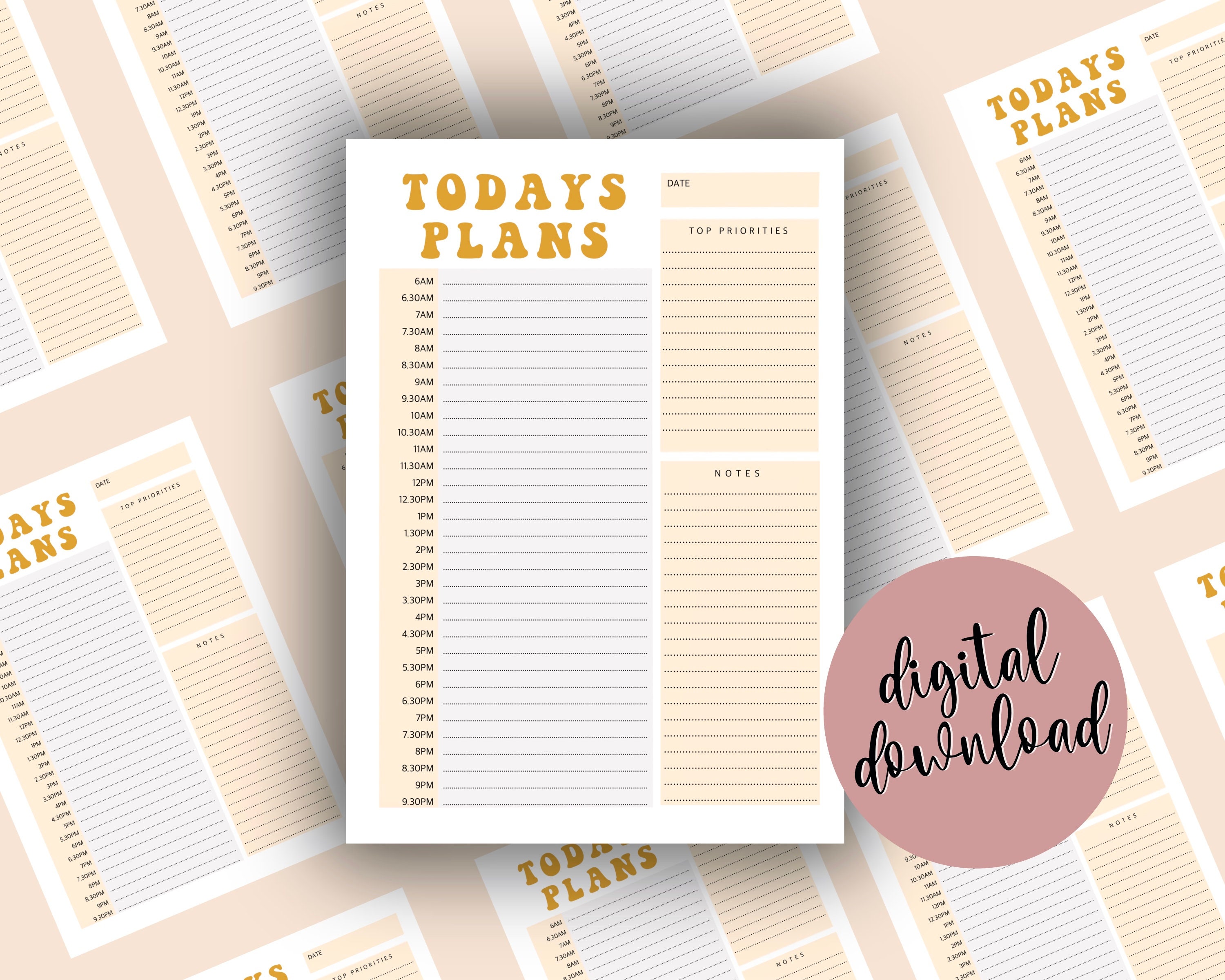 Printable Yellow Daily Planner | Etsy