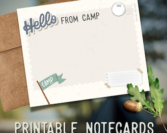Printable Summer Camp Notecards + Memory Sheets | 6 Cute Designs | Camp Autograph & Keepsake Pages | Print at Home