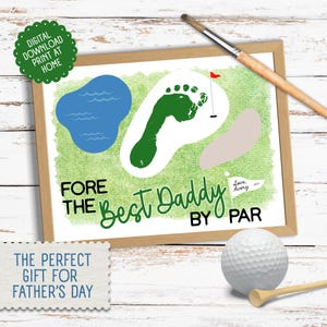 Para el mejor papá de Par: Manualidad con huella de golf para el Día del Padre, recuerdo imprimible - Regalo DIY para papá - Descarga instantánea
