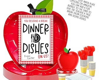 Teacher Gift Card Holder/Card Printable – Dinners and Dishes on Us – End of Year Teacher Appreciation – 5x7 PDF – Instant Download
