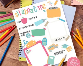 Tout sur moi imprimable | Feuille de travail pour la rentrée scolaire | Activité du premier jour | Classe des enseignants PDF