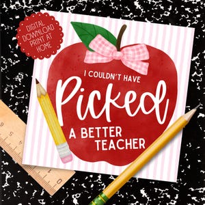 Cadeaukaartjes voor leraren met appelthema | Digitale download | Thuis afdrukken | Perfect voor de waardering van de leraar, het einde van het jaar of gewoon omdat!