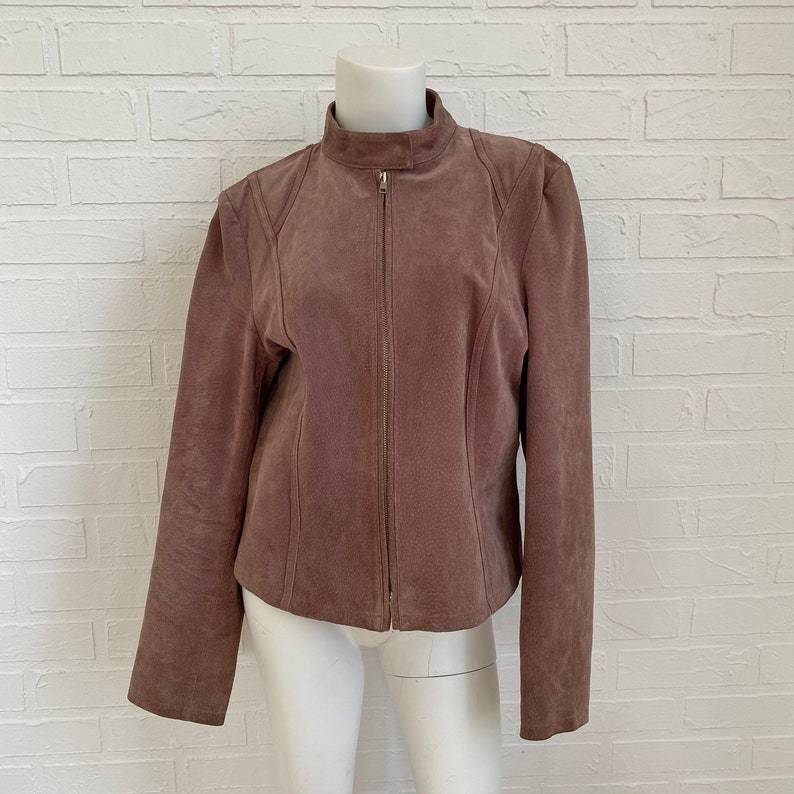 VTG Y2K Moto Mauve Leather Jacket Women/'s L